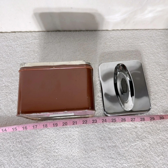 Vintage Brentwood Brown Painted Metal Small Tea Canister With Lid - Picture 9 of 10